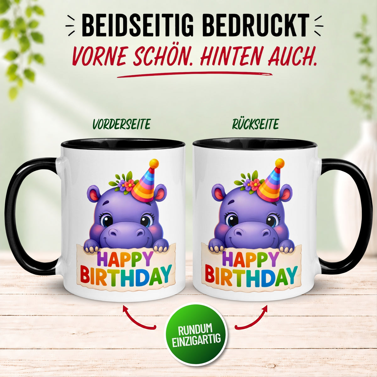 Tasse Geburtstag – „Happy Birthday Nilpferd“ – Geburtstagsgeschenk Junge Mädchen