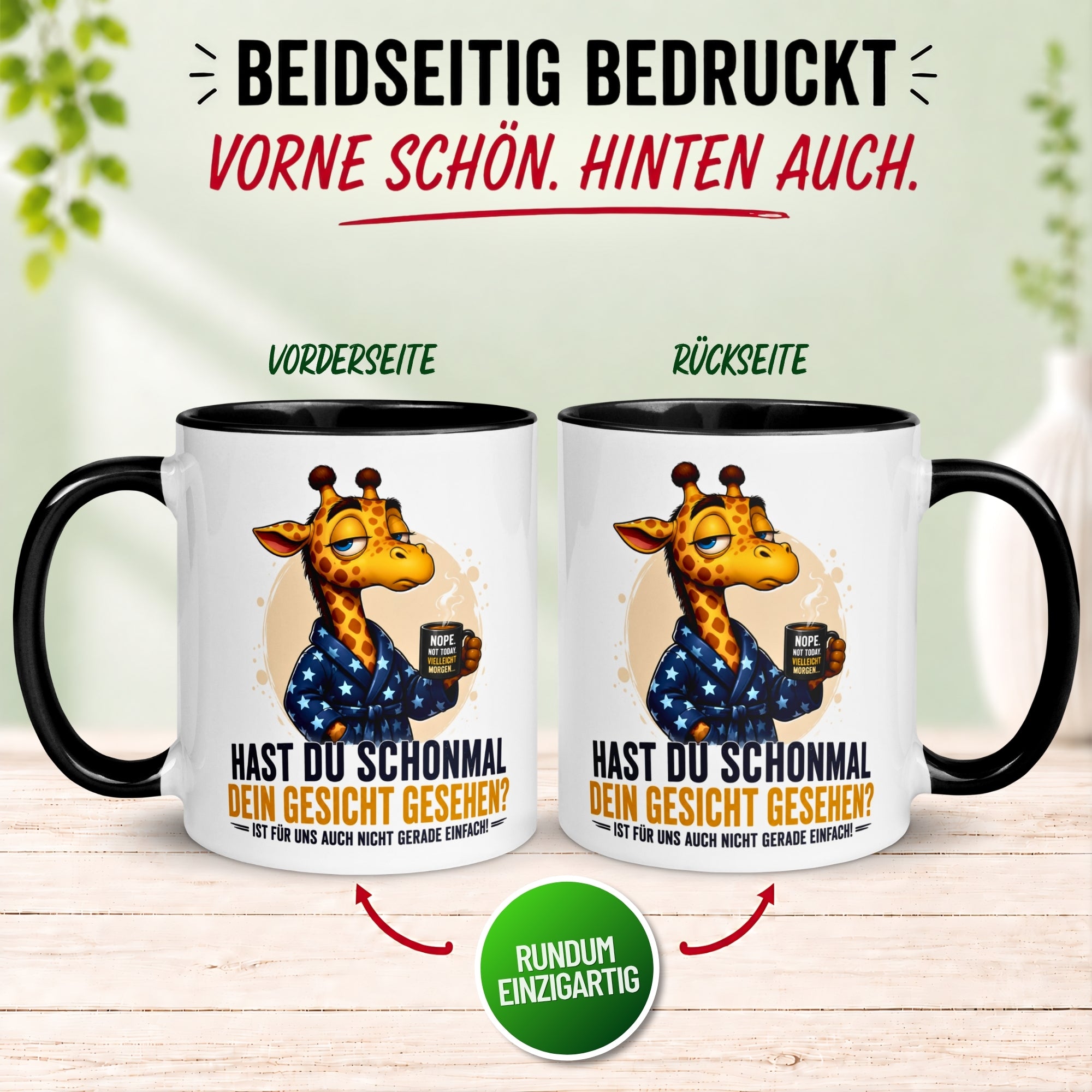 Tasse Giraffe – „Schonmal dein Gesicht gesehen“ – Lustiges Morgenmuffel Geschenk