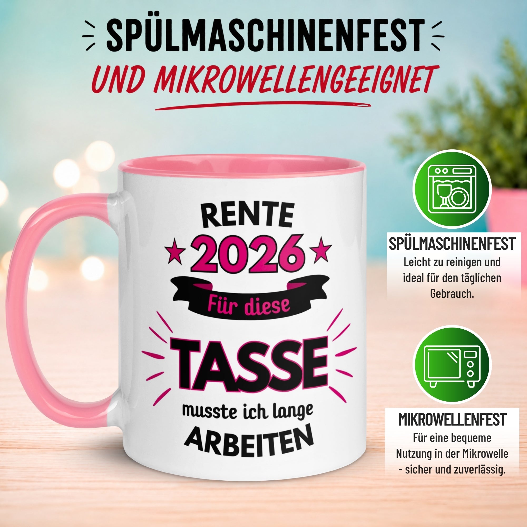 Tasse Rente – „Dafür musste ich lange arbeiten“ – Renteneintritt Geschenk Frauen