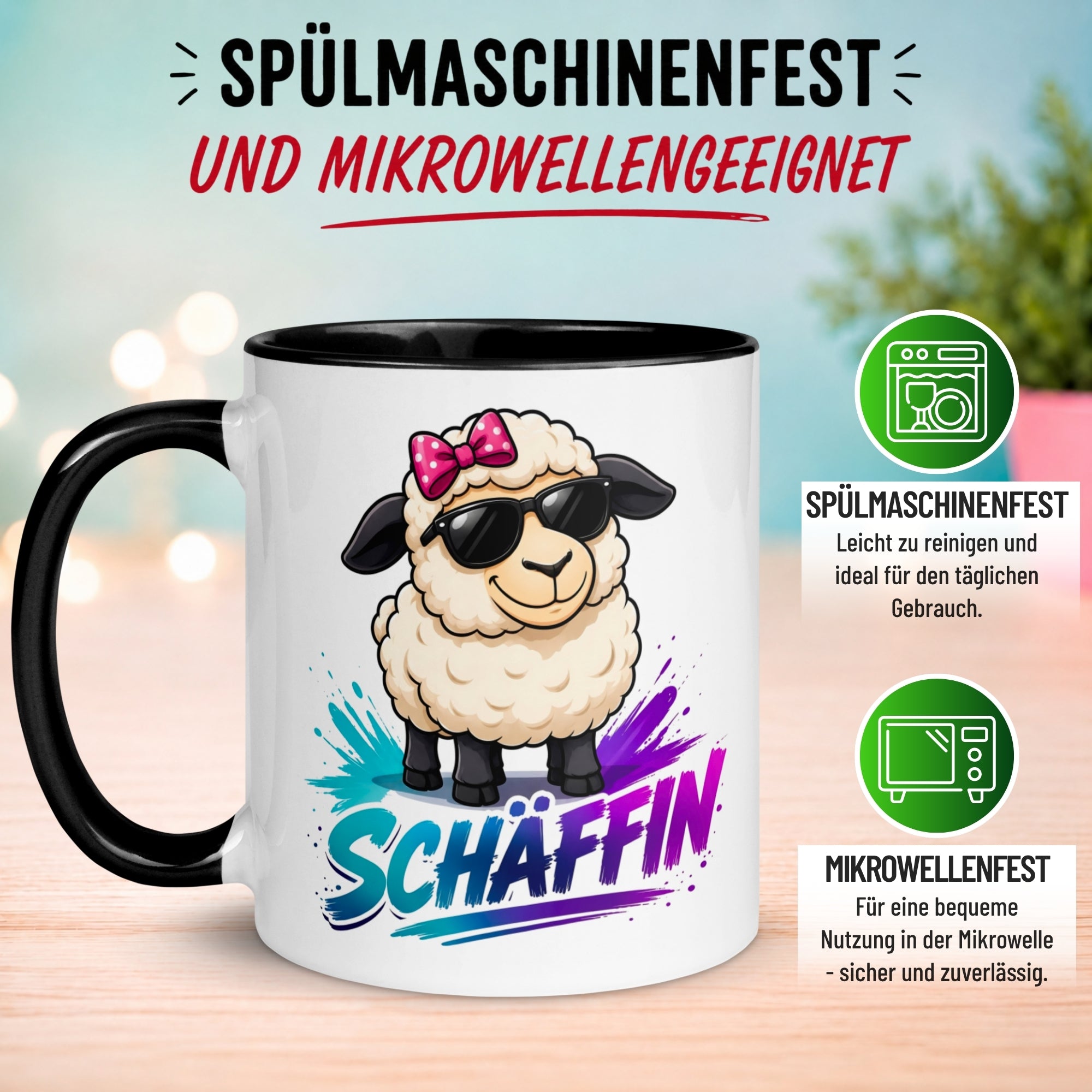 Tasse Chefin – „Coole Schäffin mit Sonnenbrille“ – Geschenk Becher Chefin