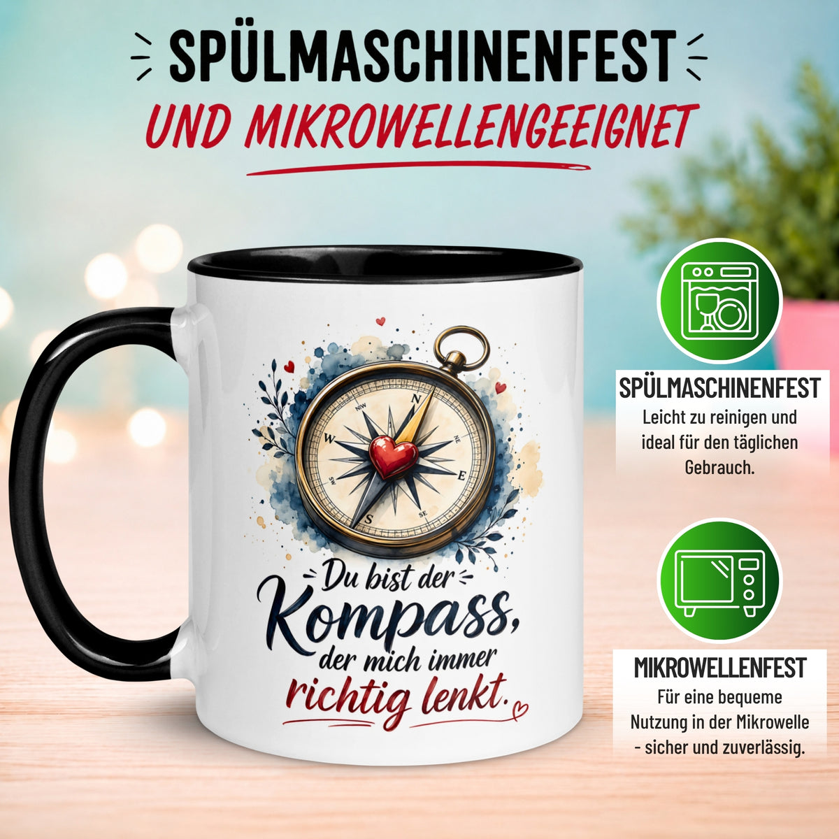 Tasse Liebe – „Du lenkst mich immer richtig“ – Ich liebe Dich Geschenk Partner Jahrestag Valentinstag