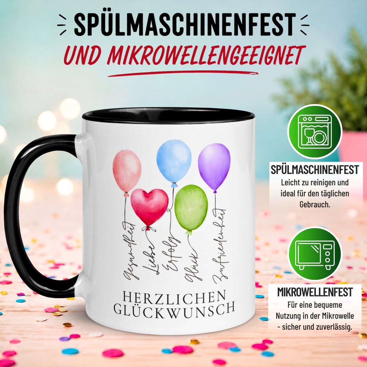 Tasse Geburtstag – „Gesundheit Liebe Erfolg“ – Geburtstagsgeschenk Mann Frau