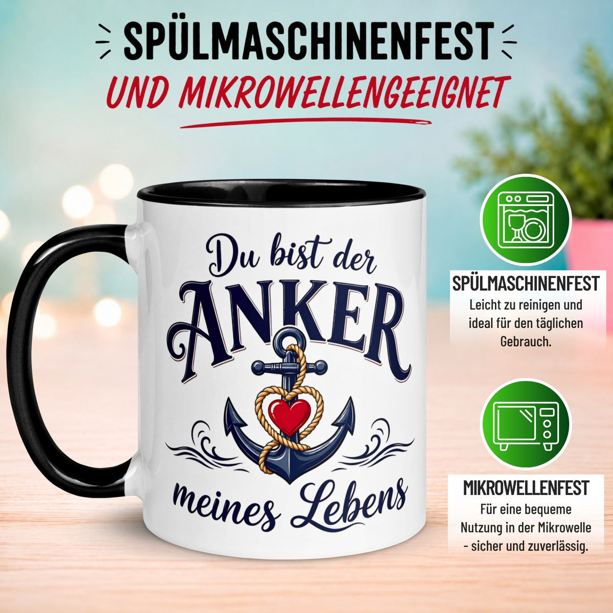 Tasse Liebe – „Anker meines Lebens“ – Ich liebe Dich Geschenk Partner Valentinstag