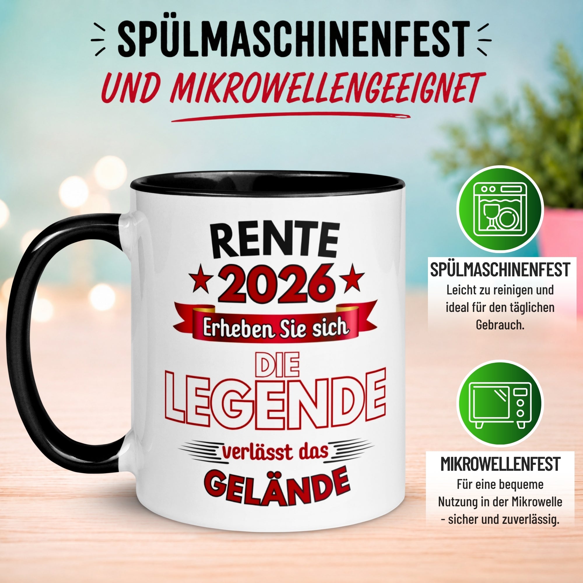 Tasse Rente – „Legende verlässt Gelände“ – Renteneintritt Geschenk Männer Frauen