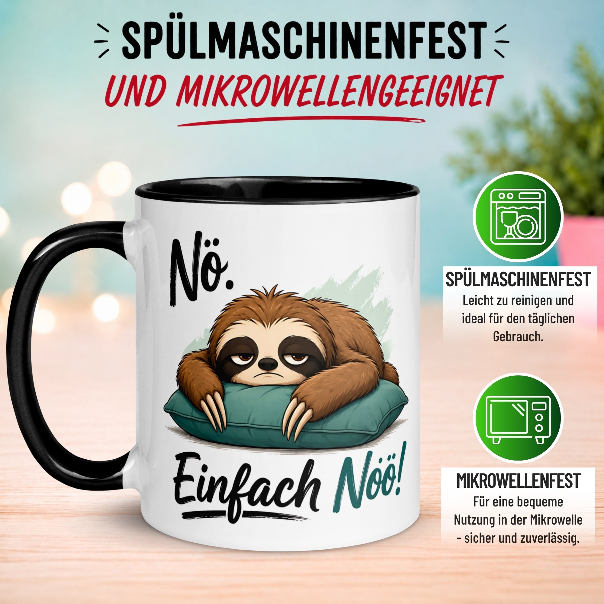 Tasse Faultier – „Nöö - Einfach Nö“ – lustiger Geschenk Becher für Kollegen