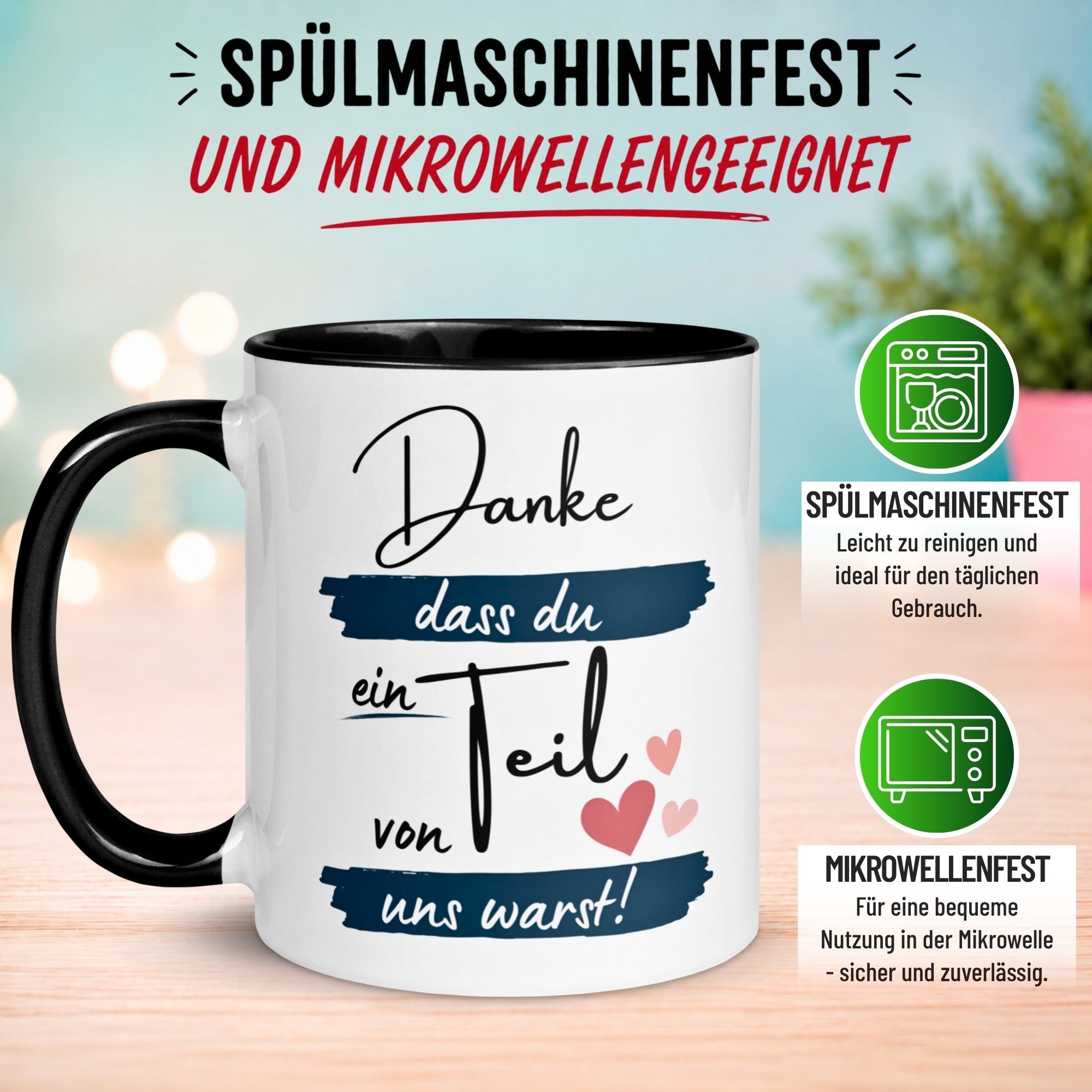Tasse Abschied – „Danke dass du ein Teil von uns warst“ – Abschiedsgeschenk für Kollegen