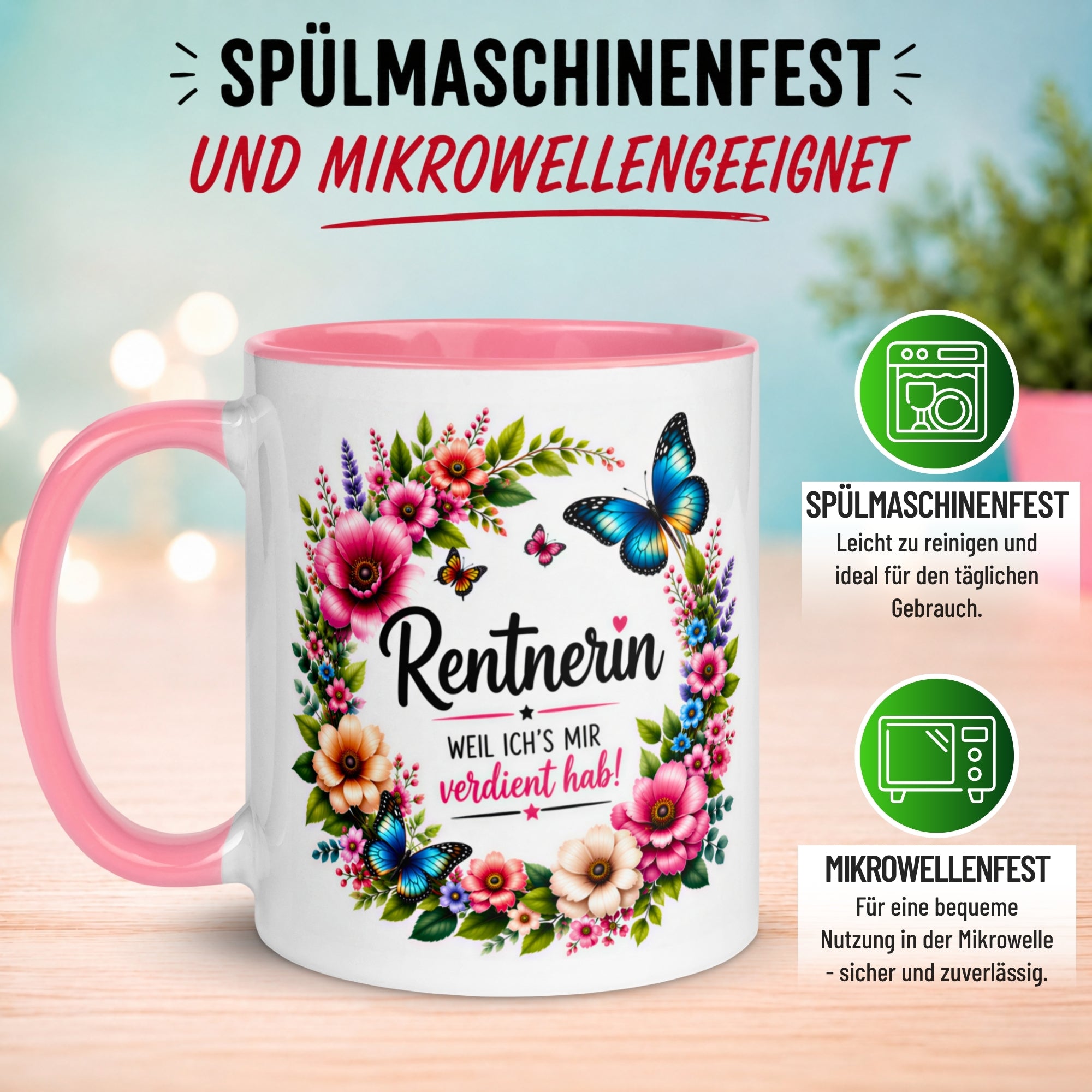 Tasse Rentnerin – „Weil ich's mir verdient hab“ – Geschenk Rente Frau