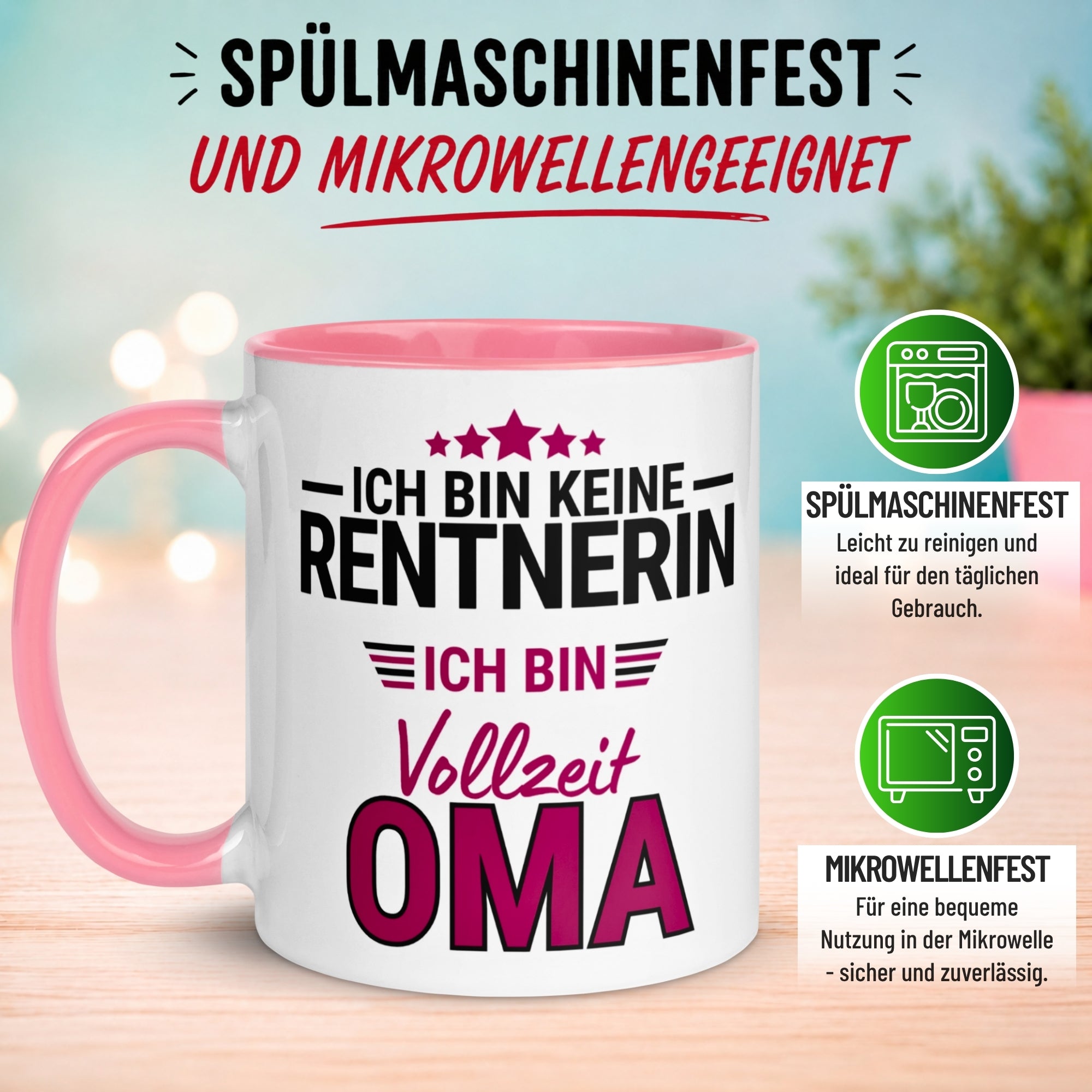 Tasse Rentnerin – „Ich bin keine Rentnerin ich bin Vollzeit Oma“ – Geschenk Rente Frau