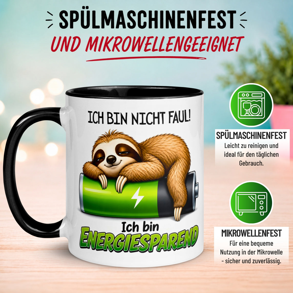 Tasse Faultier – „Ich bin nicht faul“ – lustiger Geschenk Becher für Kollegen