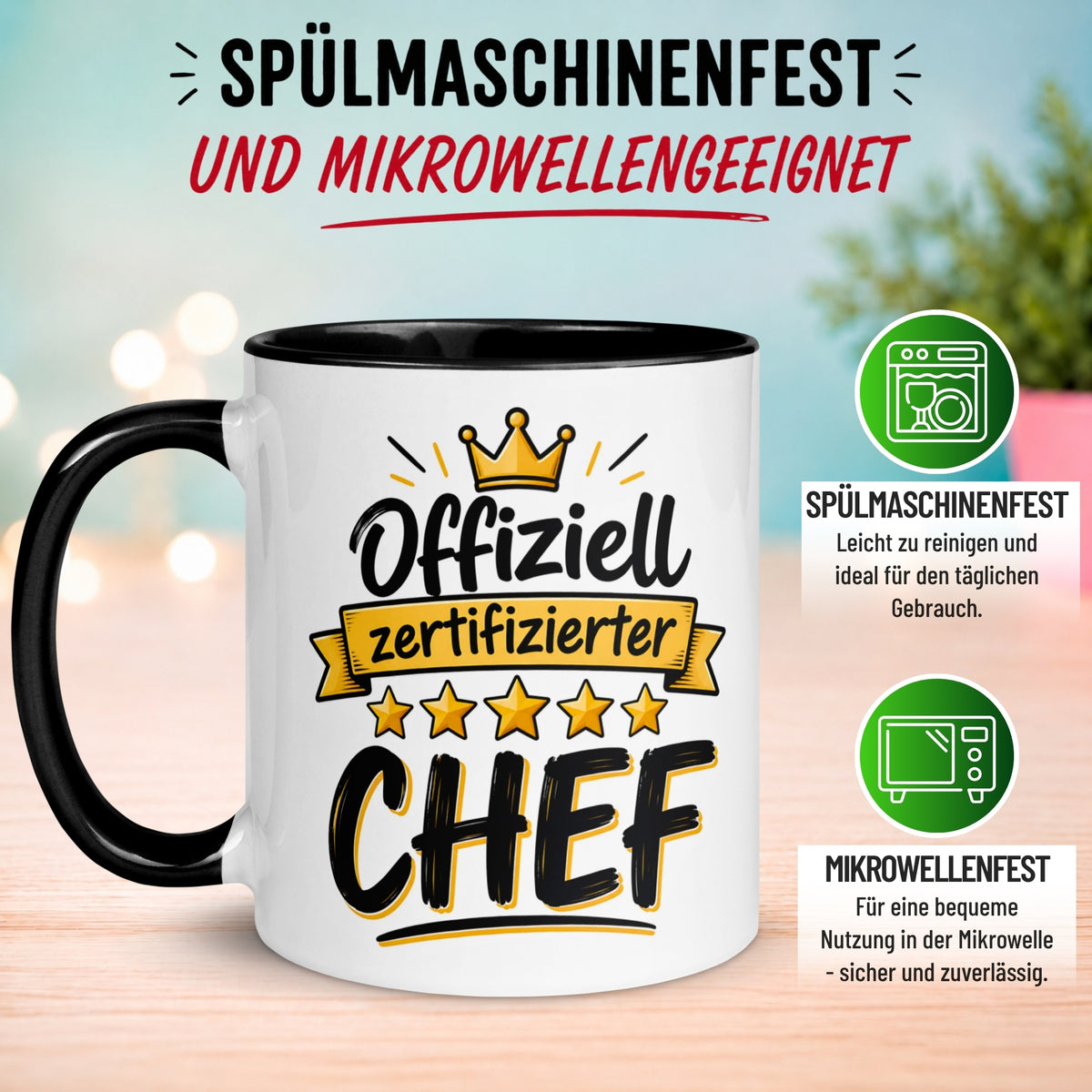 Tasse Chef – „5 Sterne Chef“ – Geschenk Becher Bester Chef