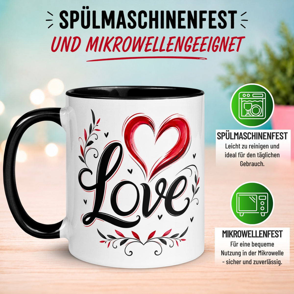 Tasse Liebe – „Ornamental Love“ – Ich liebe Dich Geschenk Partner Jahrestag Valentinstag