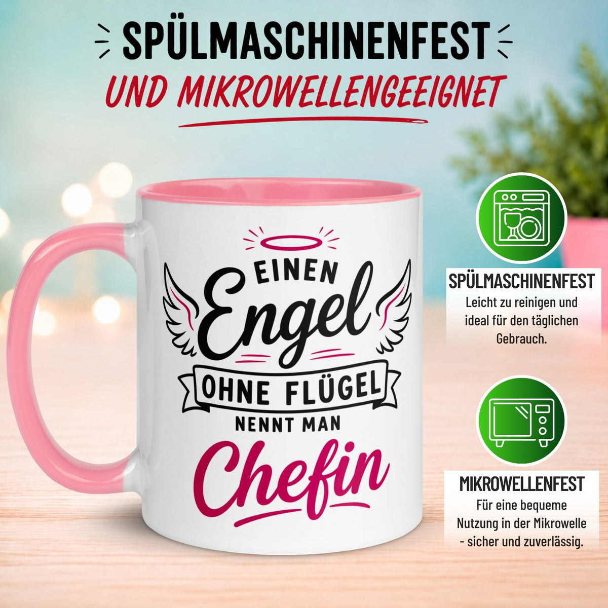 Tasse Chefin – „Einen Engel ohne Flügel nennt man Chefin“ – Abschiedsgeschenk Chefin