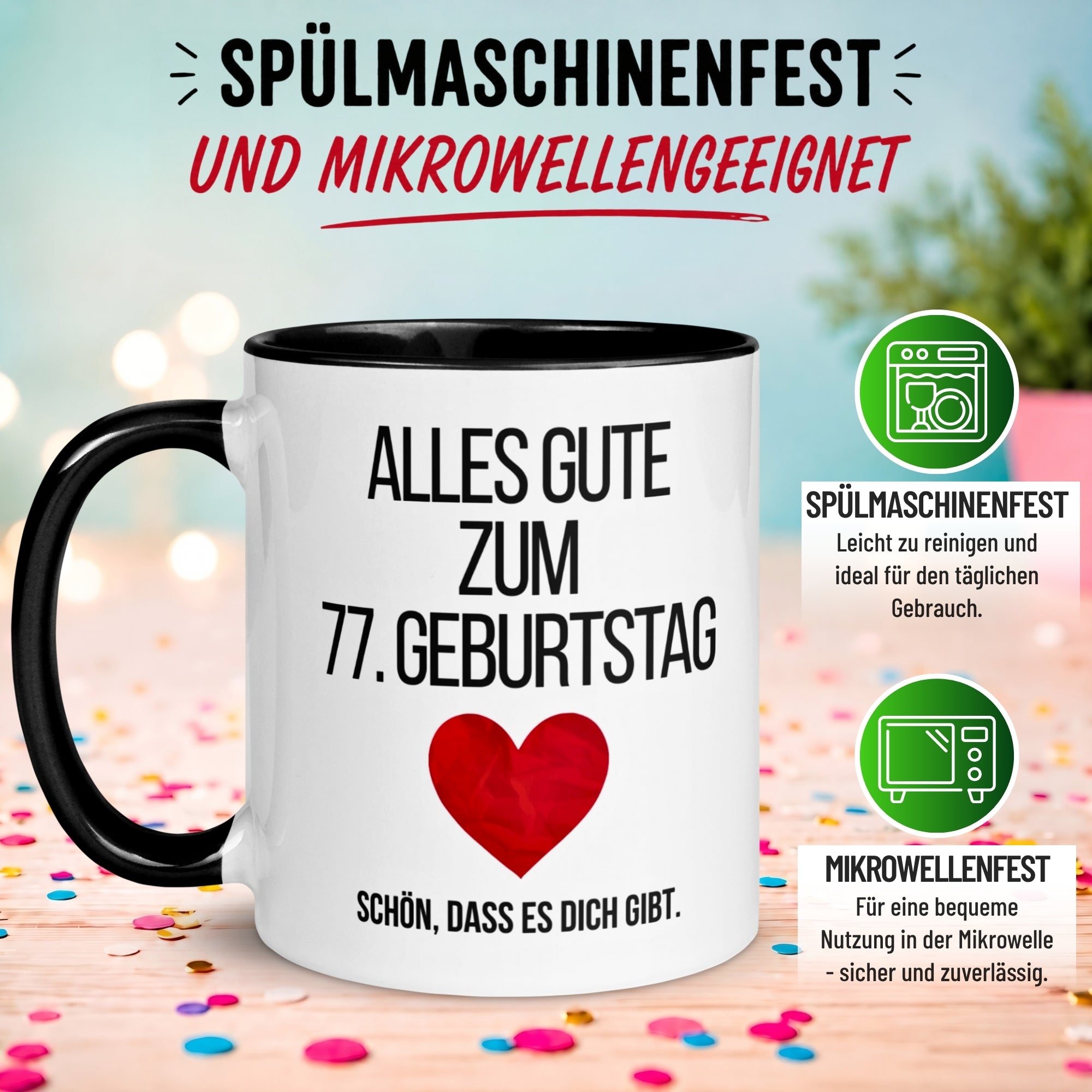 Tasse 77. Geburtstag Mann Frau – „Alles Gute zum Geburtstag“ – Geschenk zum Geburtstag Männer Frauen