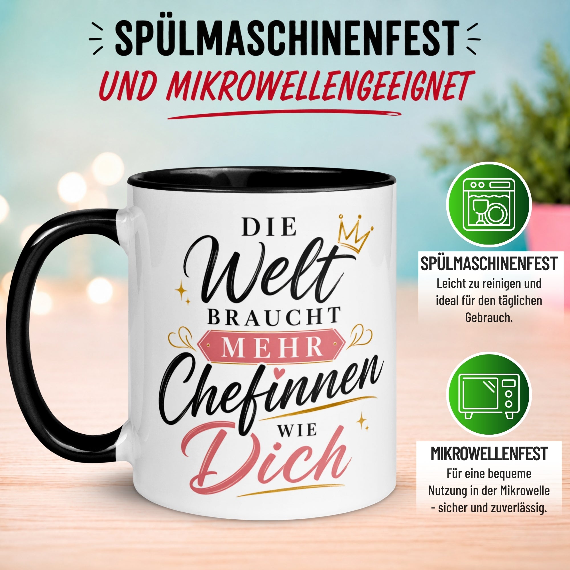 Tasse Chefin – „Die Welt braucht mehr Chefinnen wie Dich“ – Geschenk Becher