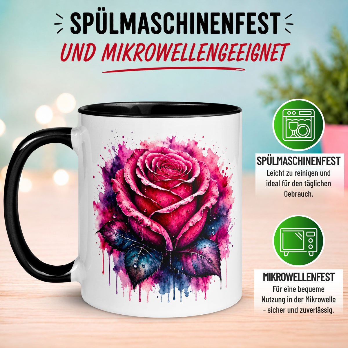 Tasse Liebe – „Rose der Liebe“ – Ich liebe Dich Geschenk Partner Jahrestag Valentinstag