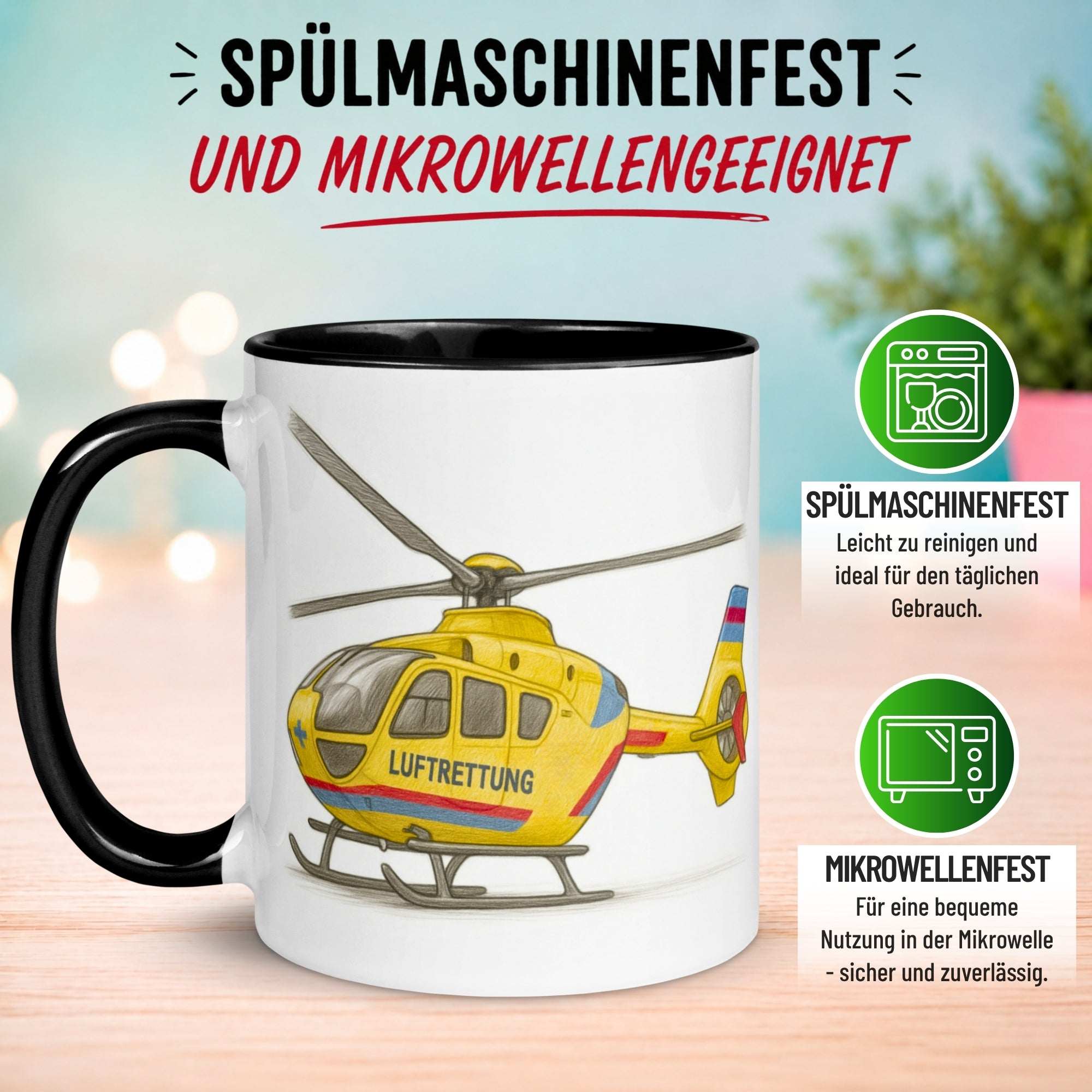Tasse Hubschrauber – „Luftrettung“ – Rettungshubschrauber Geschenk