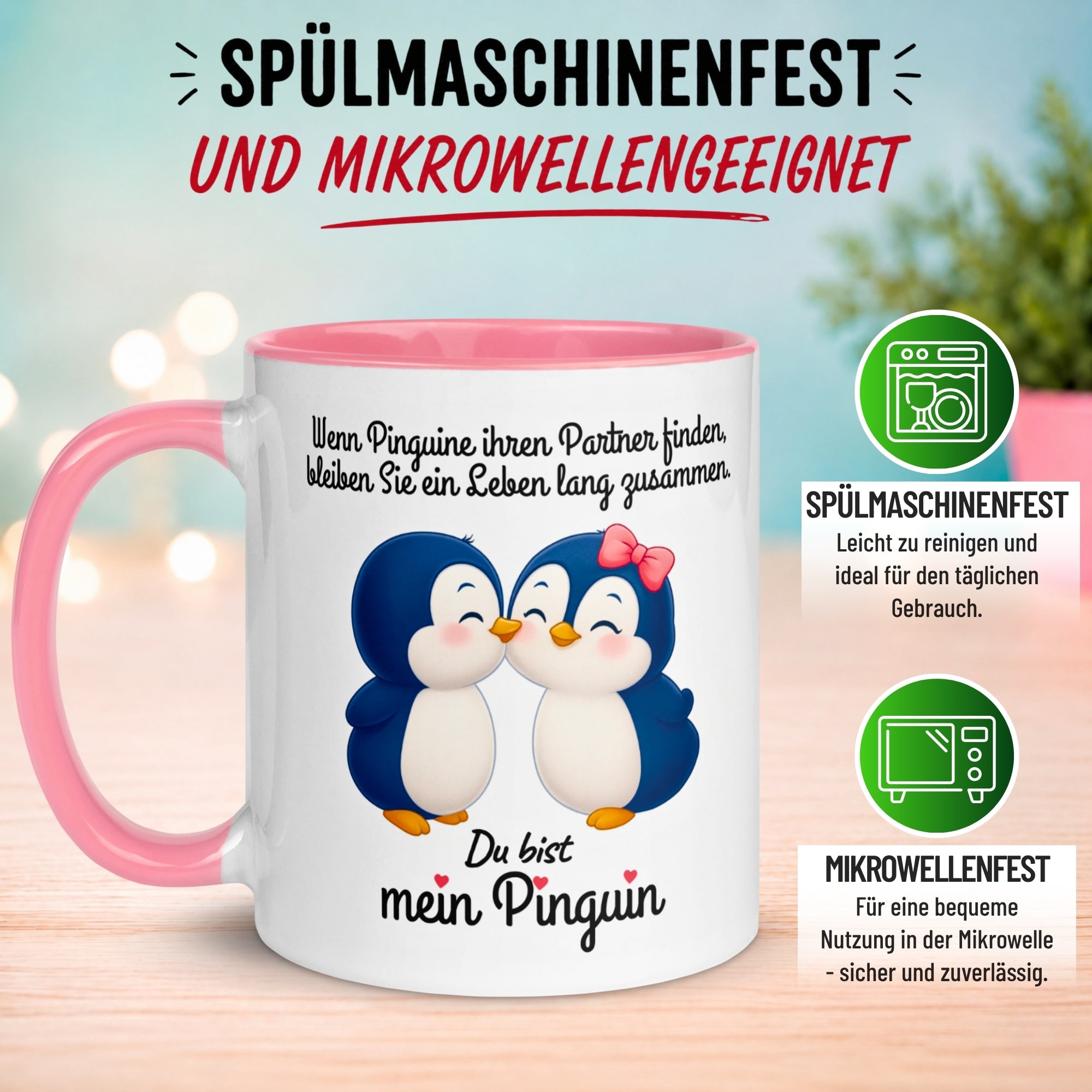 Tasse Liebe – „Pinguine bleiben zusammen“ – Ich liebe Dich Geschenk Partner Jahrestag