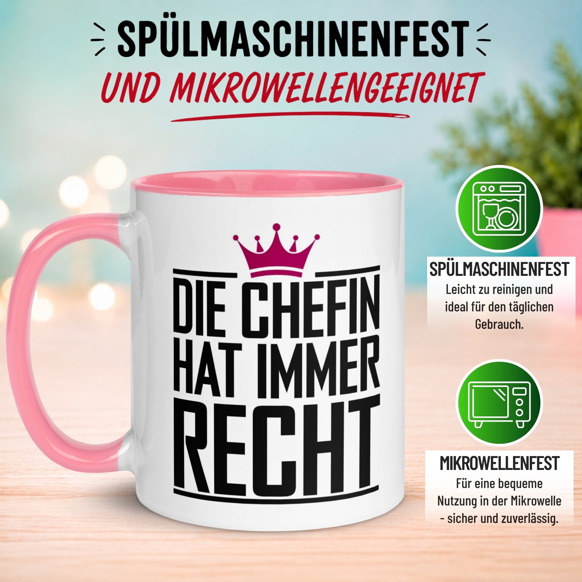 Tasse Chefin – „Die Chefin hat immer Recht“ – Geschenk Becher Chefin