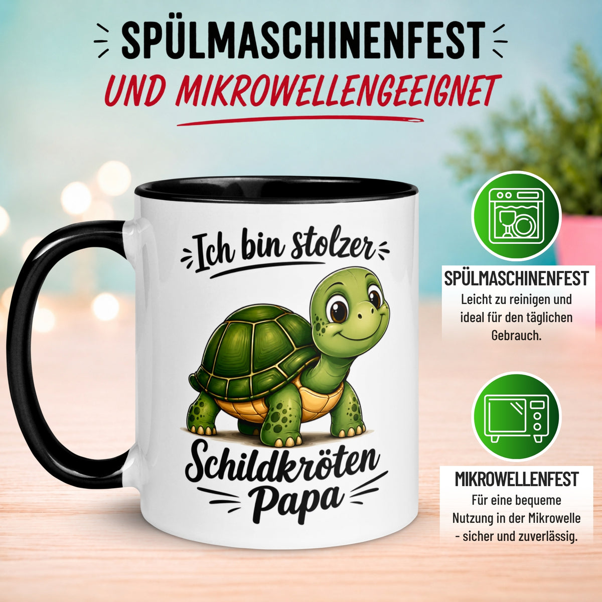 Tasse Schildkröte – „Ich bin stolzer Schildkröten Papa“ – lustiges Schildkröten Geschenk