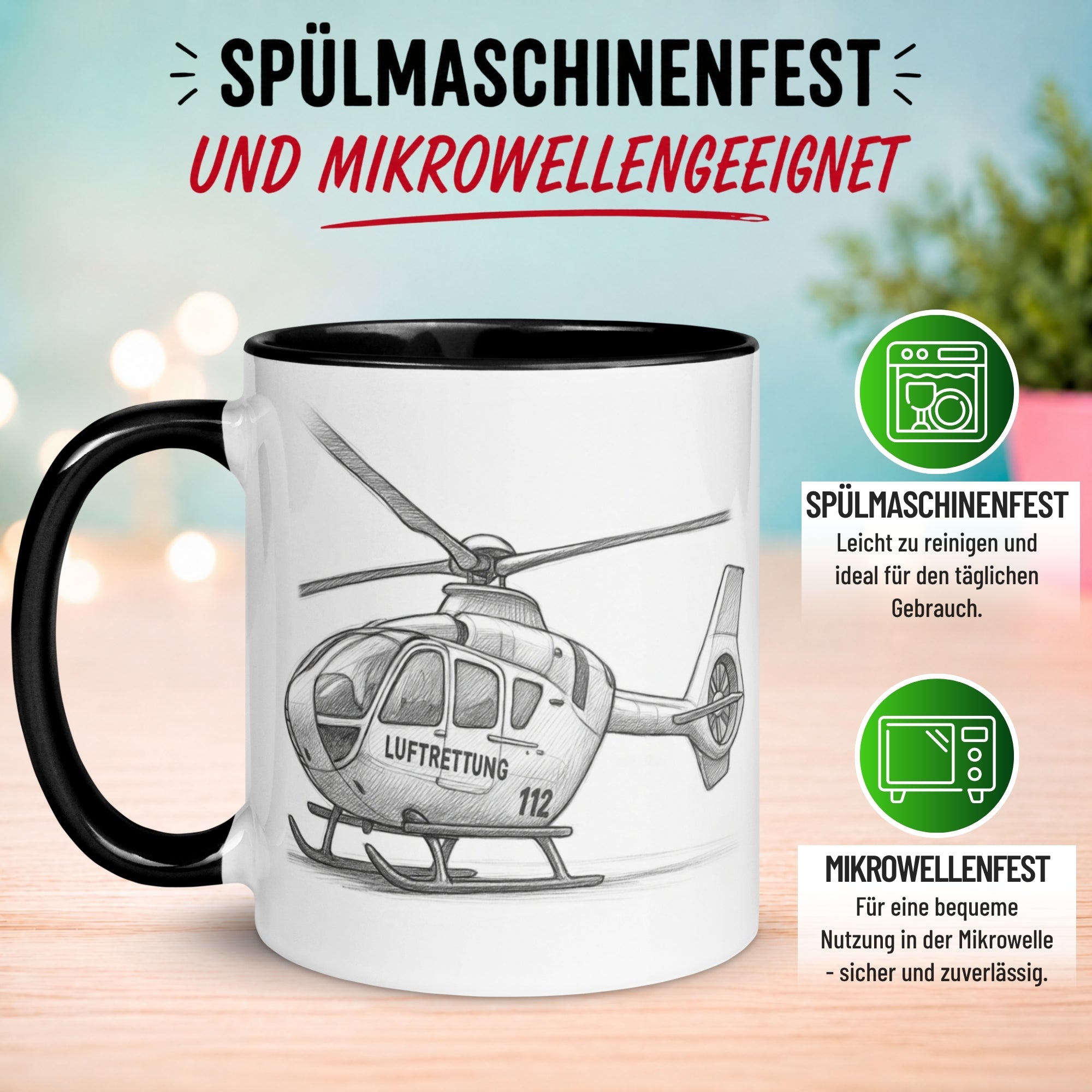 Tasse Hubschrauber – „Rettungshubschrauber“ – Notarzt Luftrettung Geschenk