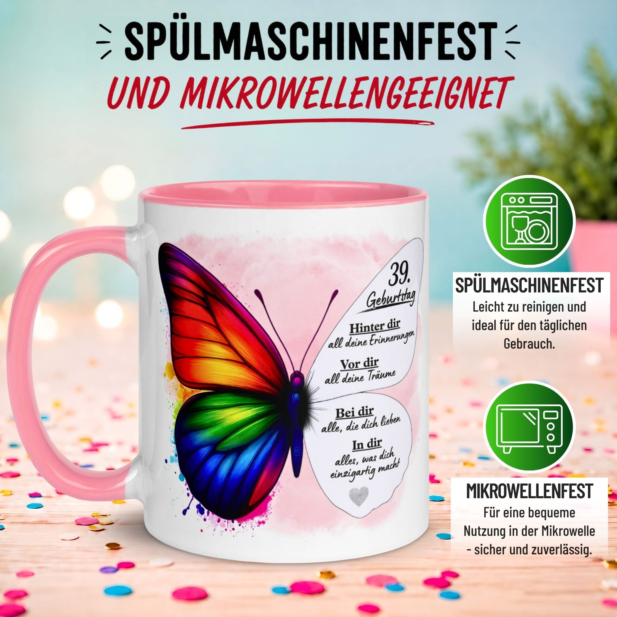 Tasse 39. Geburtstag Frau – „Weil du einzigartig bist“ – Geschenk zum Geburtstag Frauen