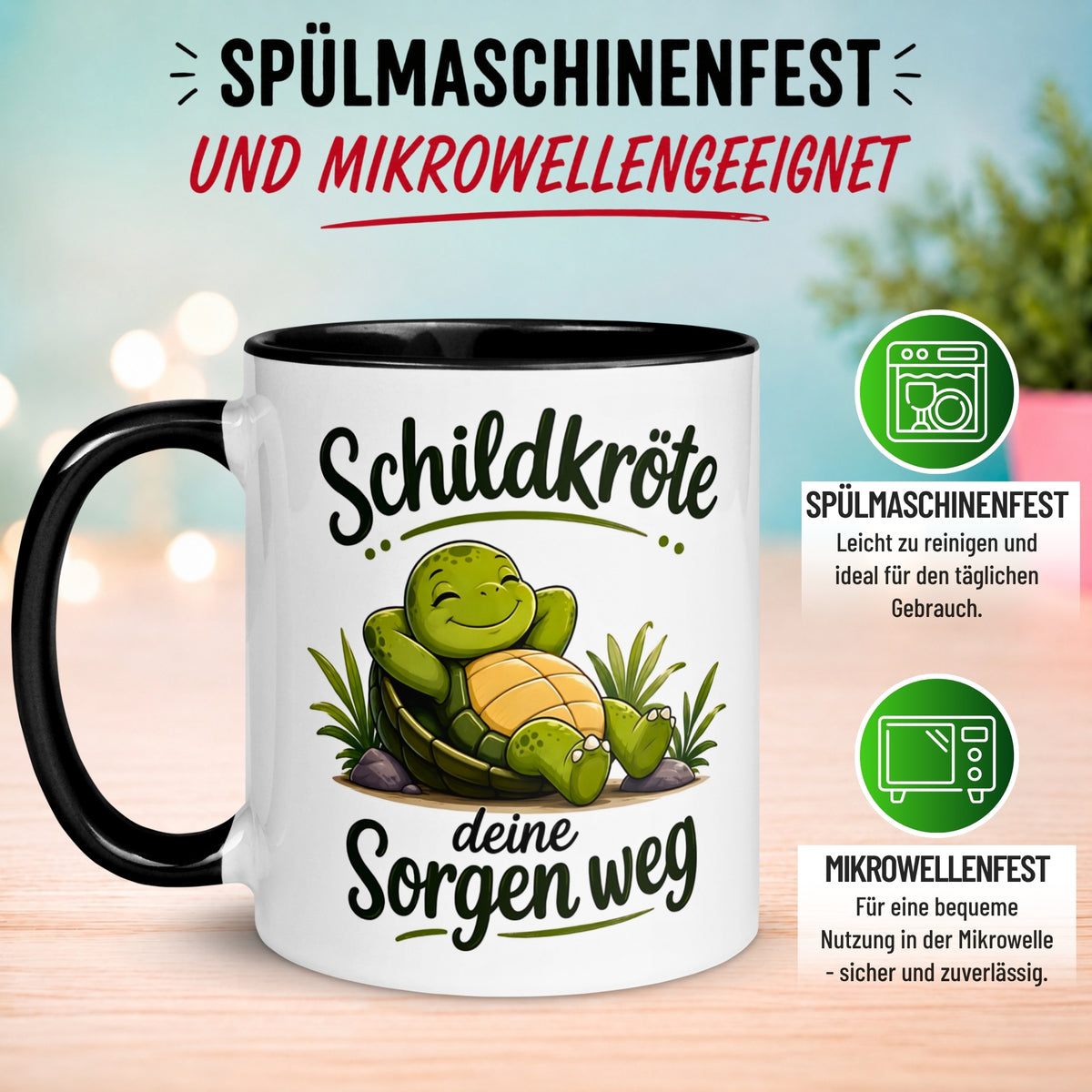 Tasse Schildkröte – „Schildkröte deine Sorgen weg“ – lustiges Schildkröten Geschenk