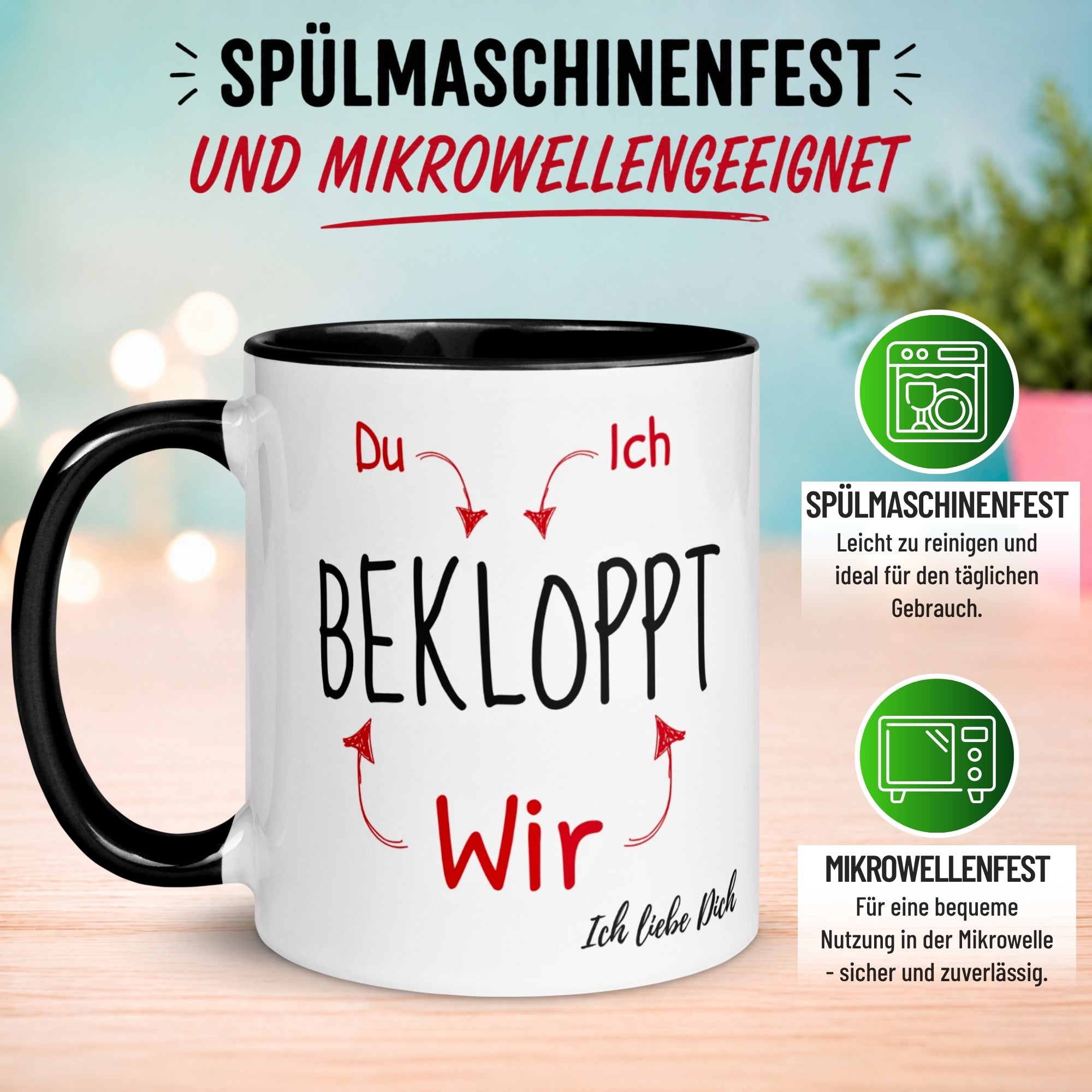 Tasse Liebe – „Du Ich Wir Bekloppt“ – Ich liebe Dich Geschenk Partner Jahrestag Valentinstag
