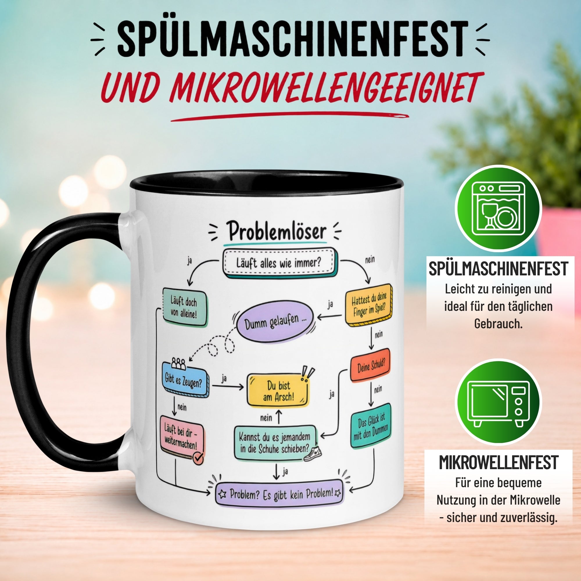 Tasse Kollegin – „Problemlösung“ – Büro Geschenk Bester Kollegin