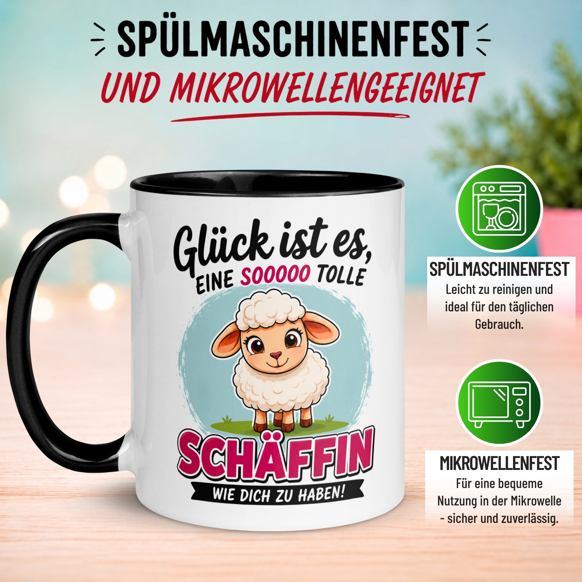 Tasse Chefin – „Glück ist es eine Schäffin wie dich zu haben“ – Geschenk Beste Chefin