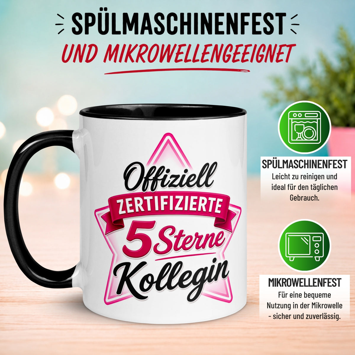 Tasse Kollegin – „Offiziell Zertifizierter 5 Sterne Kollegin“ – Geschenk zum Abschied