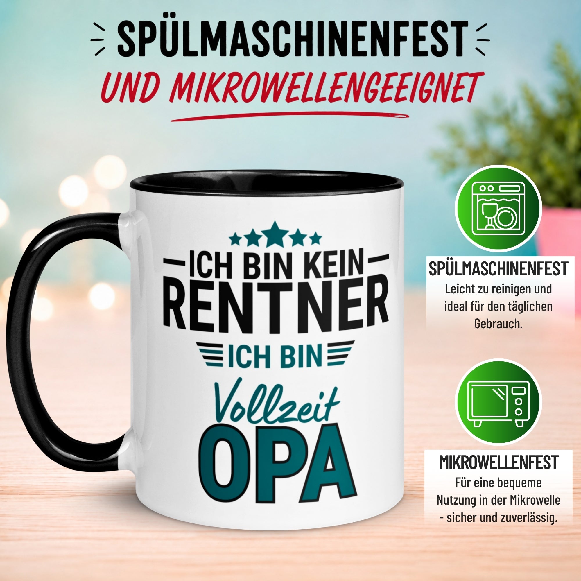 Tasse Rentner – „Ich bin kein Rentner ich bin Vollzeit Opa“ – Geschenk Rente Mann