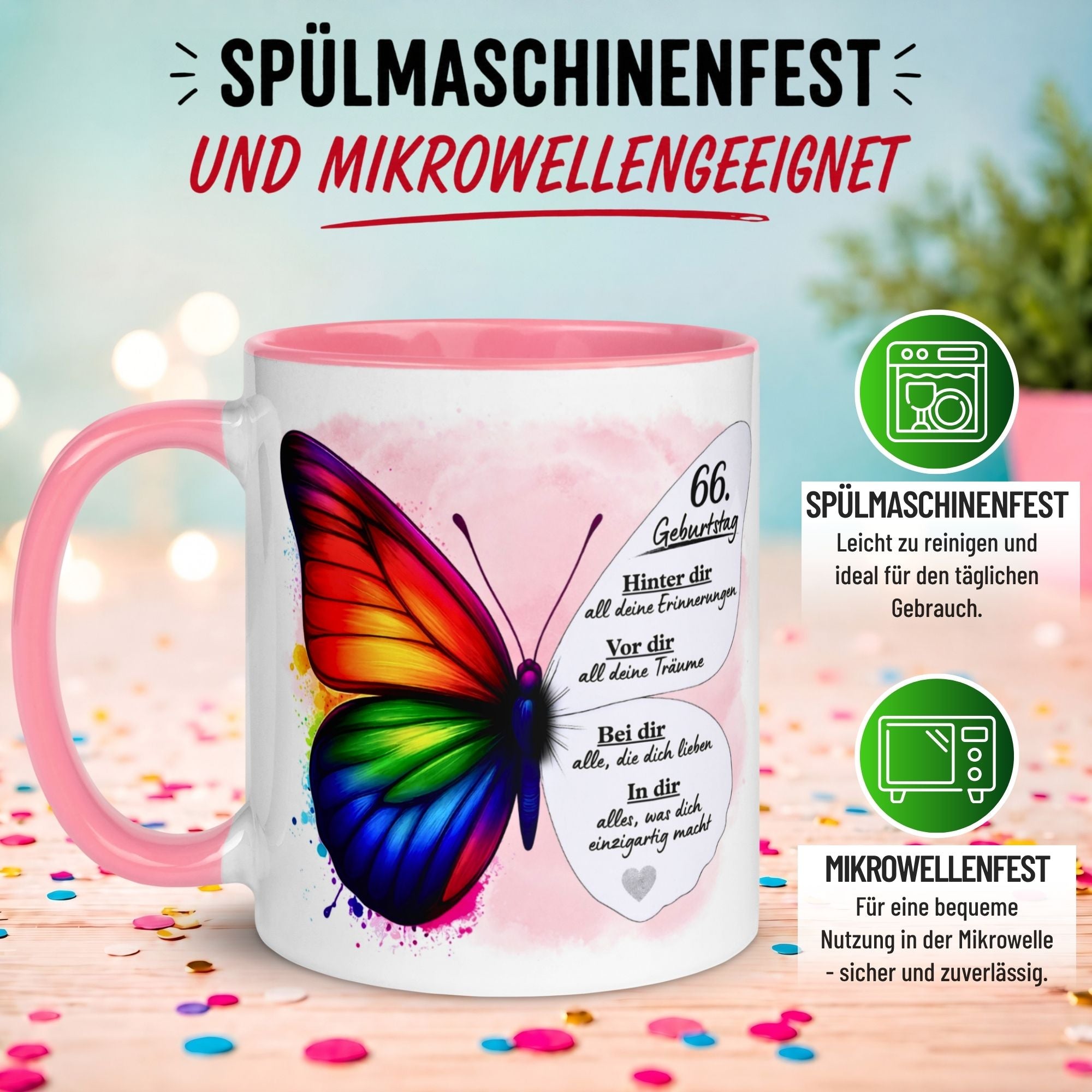 Tasse 66. Geburtstag Frau – „Weil du einzigartig bist“ – Geschenk zum Geburtstag Frauen