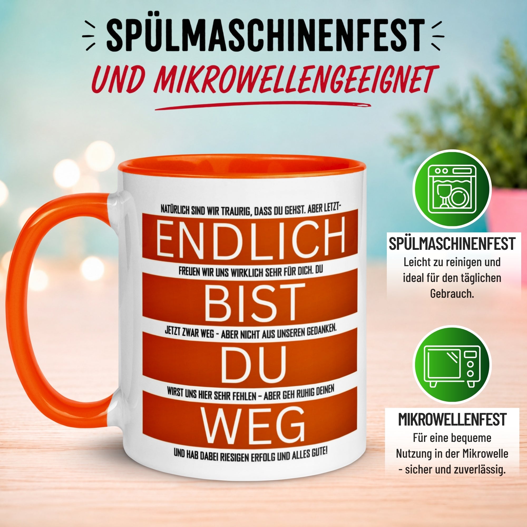 Tasse Abschied – „Endlich bist du weg“ – Kollegen Geschenk zum Abschied