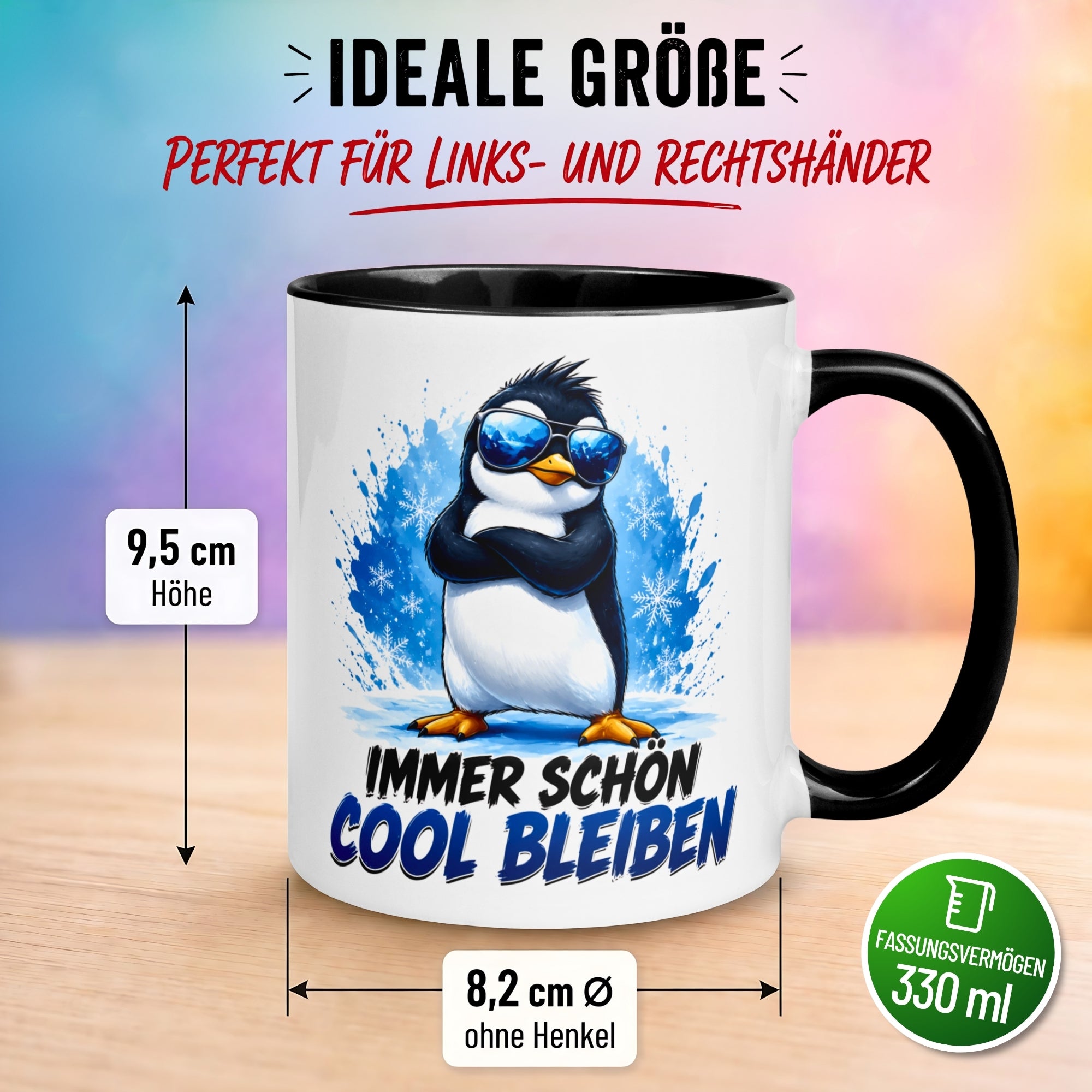 Tasse Pinguin – „Immer schön cool bleiben“ – lustiger Geschenk Becher fürs Büro