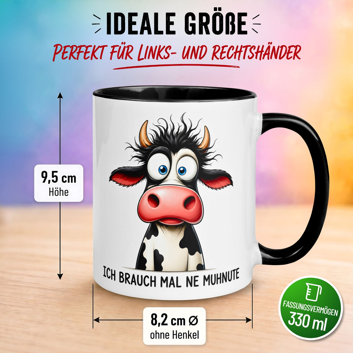 Tasse Kuh – „Ich brauch mal ne Muhnute“ – lustige Bürotasse für Choleriker