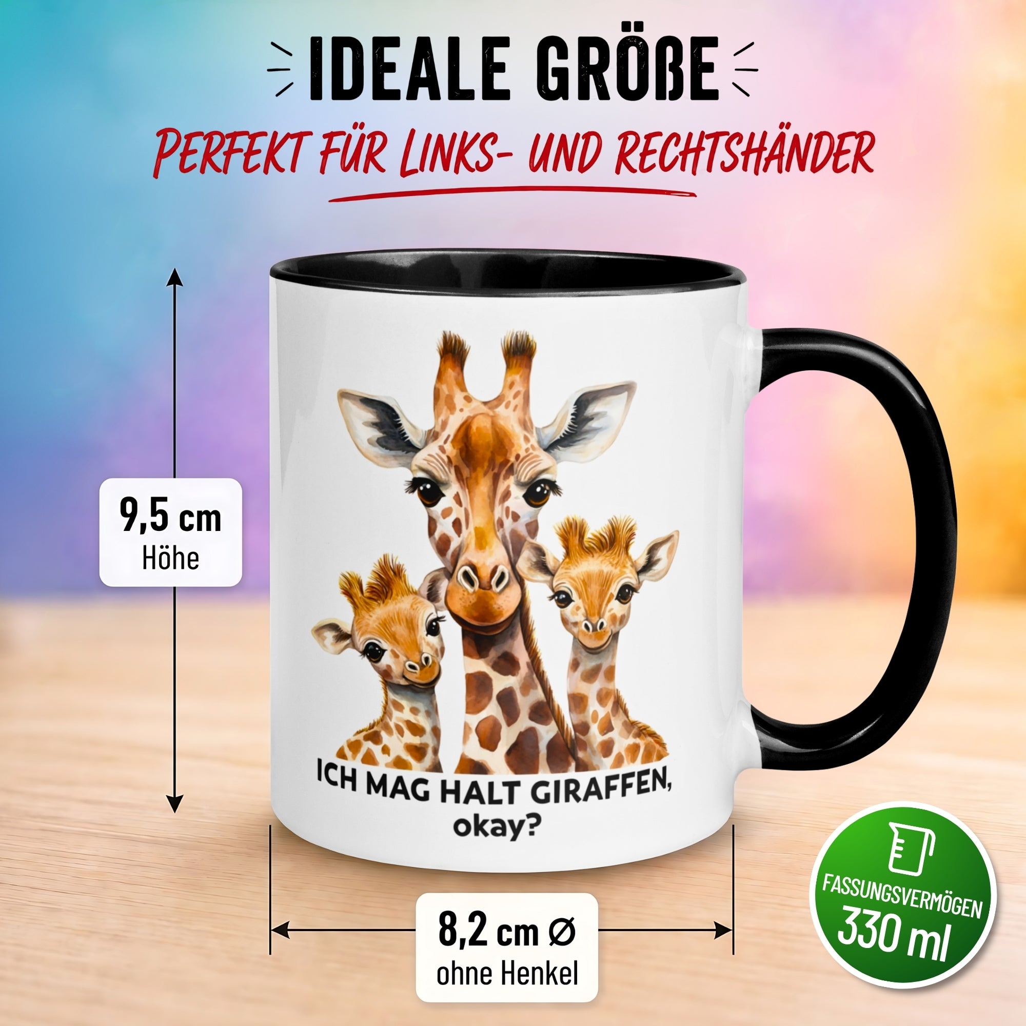 Tasse Giraffe – „Ich mag halt Giraffen - okay“ – lustiger Giraffen Geschenk Becher