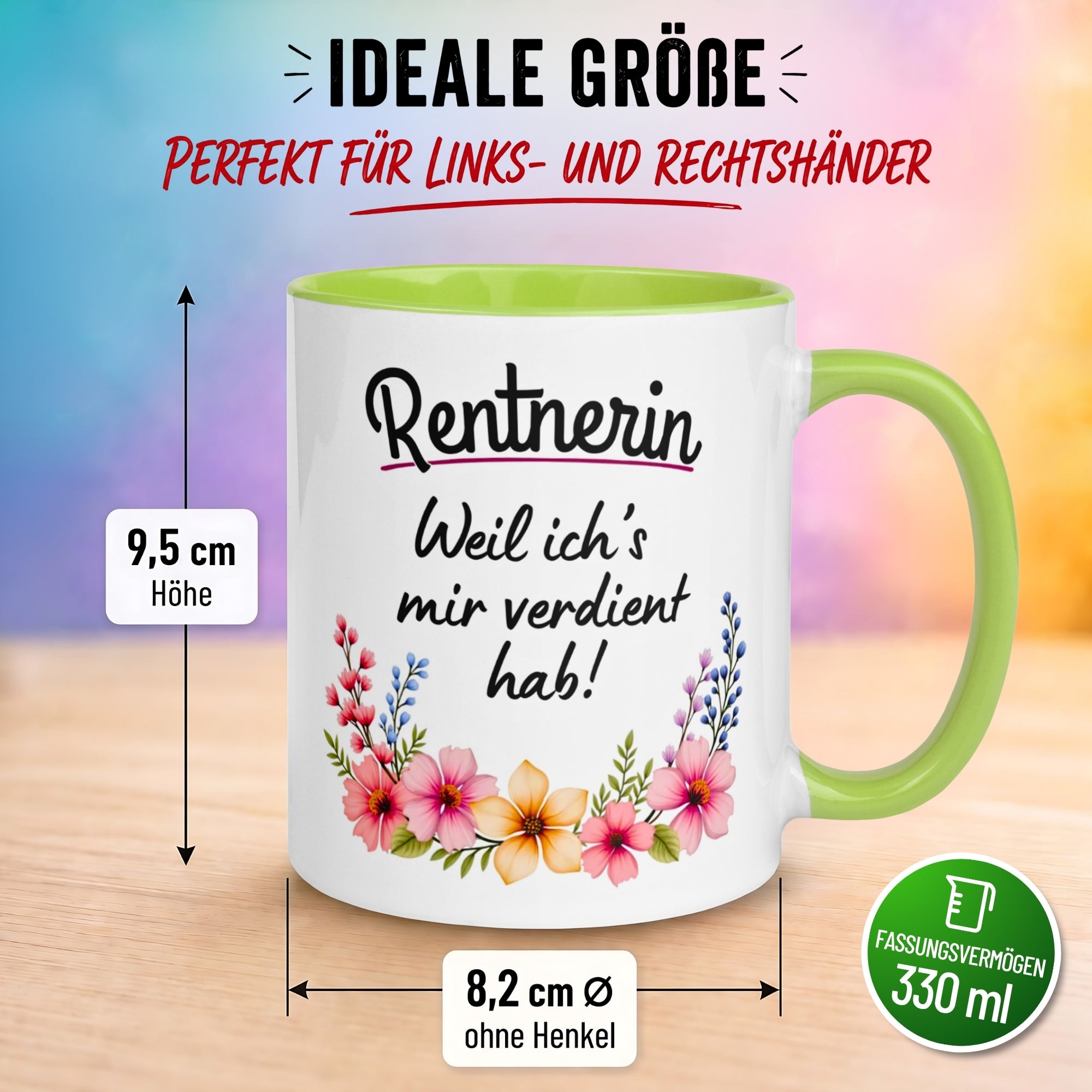 Tasse Rente Frau – „Weil ich's mir verdient hab“ – Geschenk Rentnerin Renteneintritt