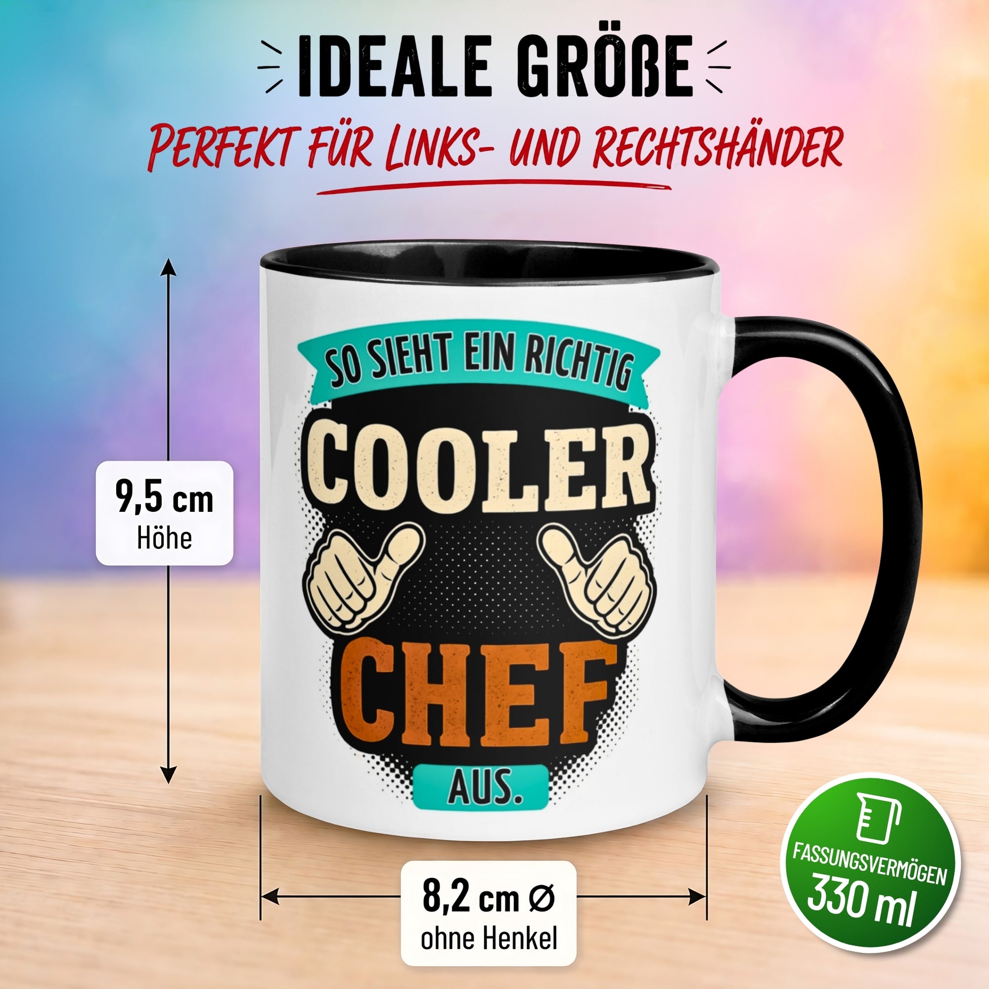 Tasse Chef – „So sieht ein richtig cooler Chef aus“ – Geschenk Kaffeetasse Bester Chef