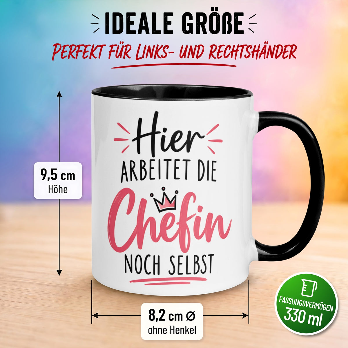 Tasse Chefin – „Hier arbeitet die Chefin noch selbst“ – Geschenk Becher Beste Chefin