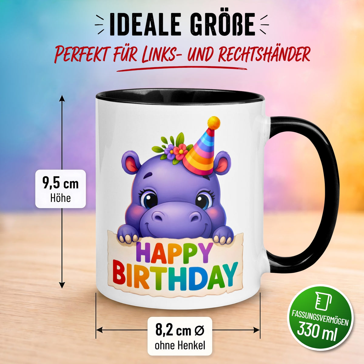 Tasse Geburtstag – „Happy Birthday Nilpferd“ – Geburtstagsgeschenk Junge Mädchen