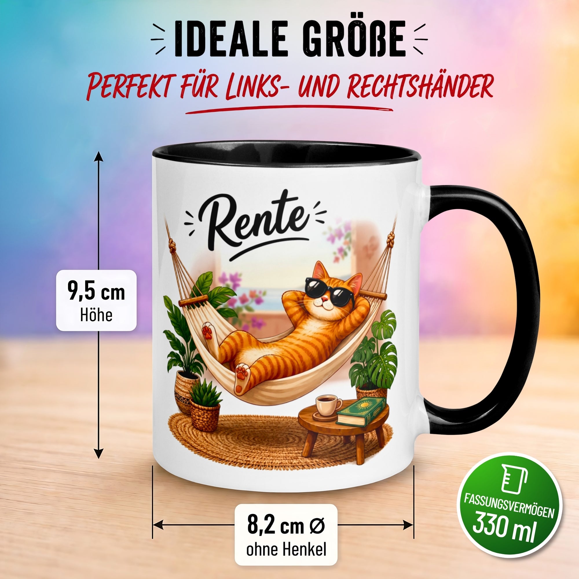 Tasse Rente – „Katze - Ab jetzt gibt’s nur noch Samstage“ – Becher zum Rentenbeginn