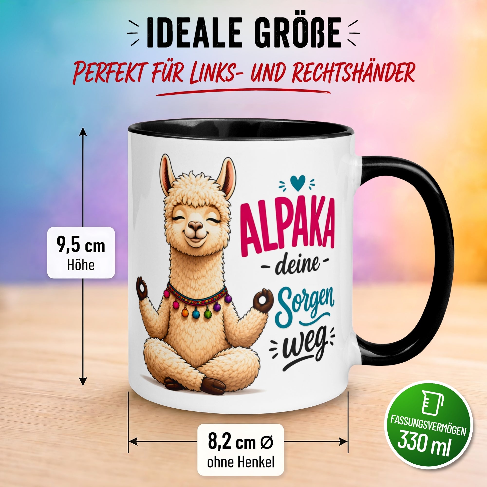 Tasse Alpaka – „Alpaka deine Sorgen weg“ – lustiger Relax Becher
