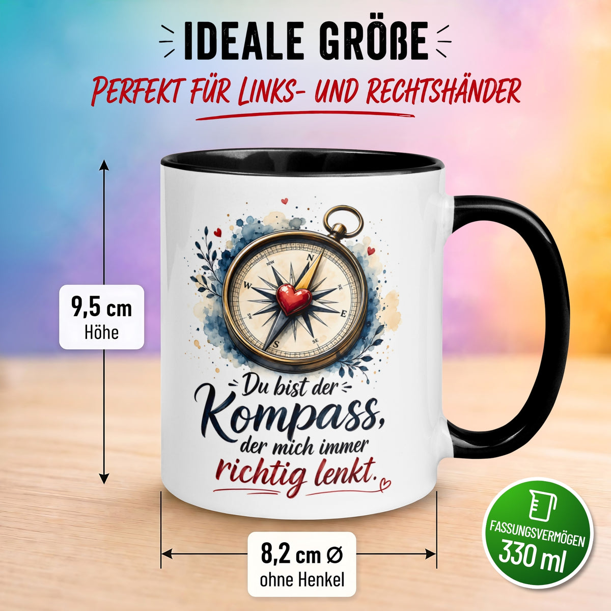 Tasse Liebe – „Du lenkst mich immer richtig“ – Ich liebe Dich Geschenk Partner Jahrestag Valentinstag