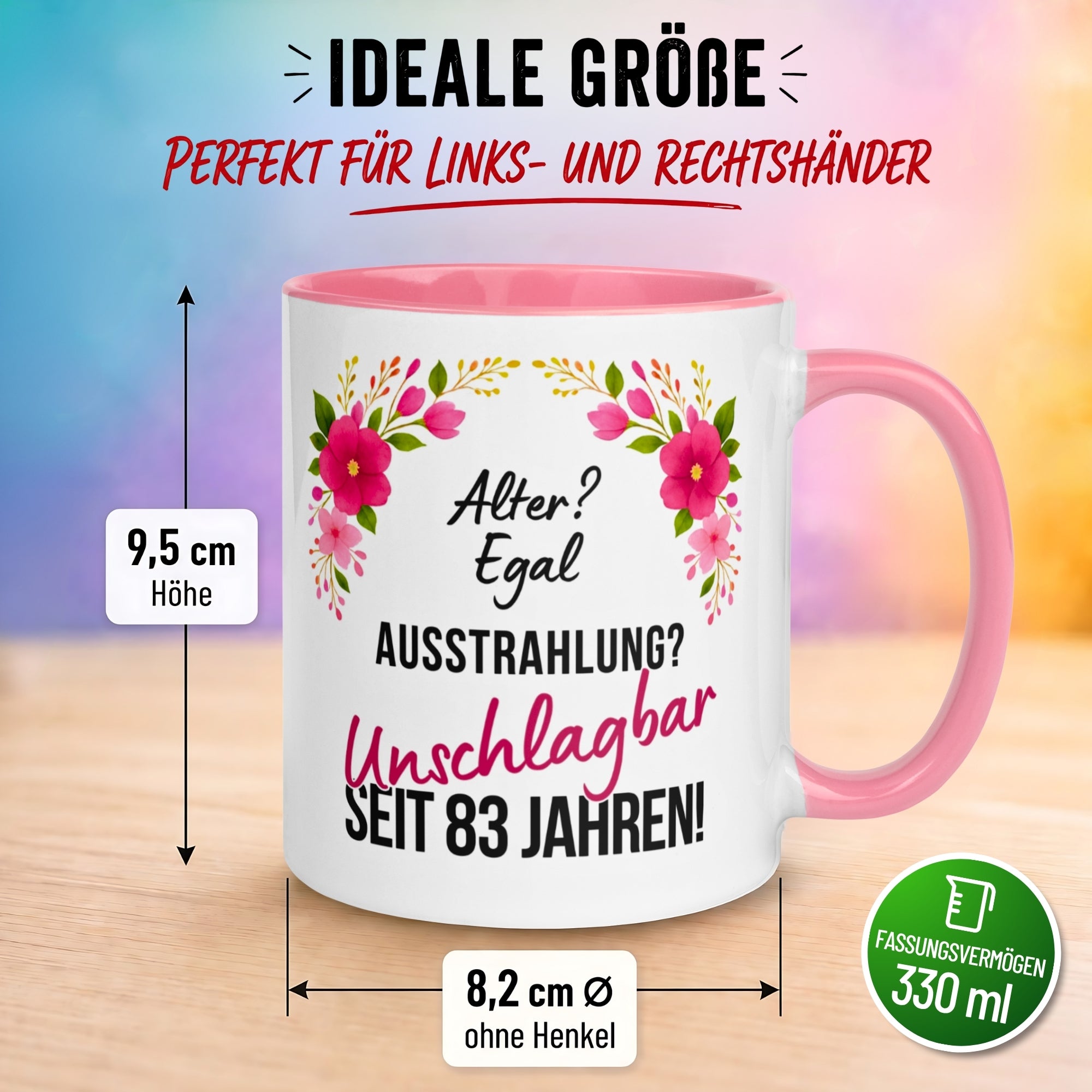 Tasse 83. Geburtstag Frau – „Ausstrahlung Unschlagbar seit 83 Jahren“ – Geschenk zum Geburtstag Frauen