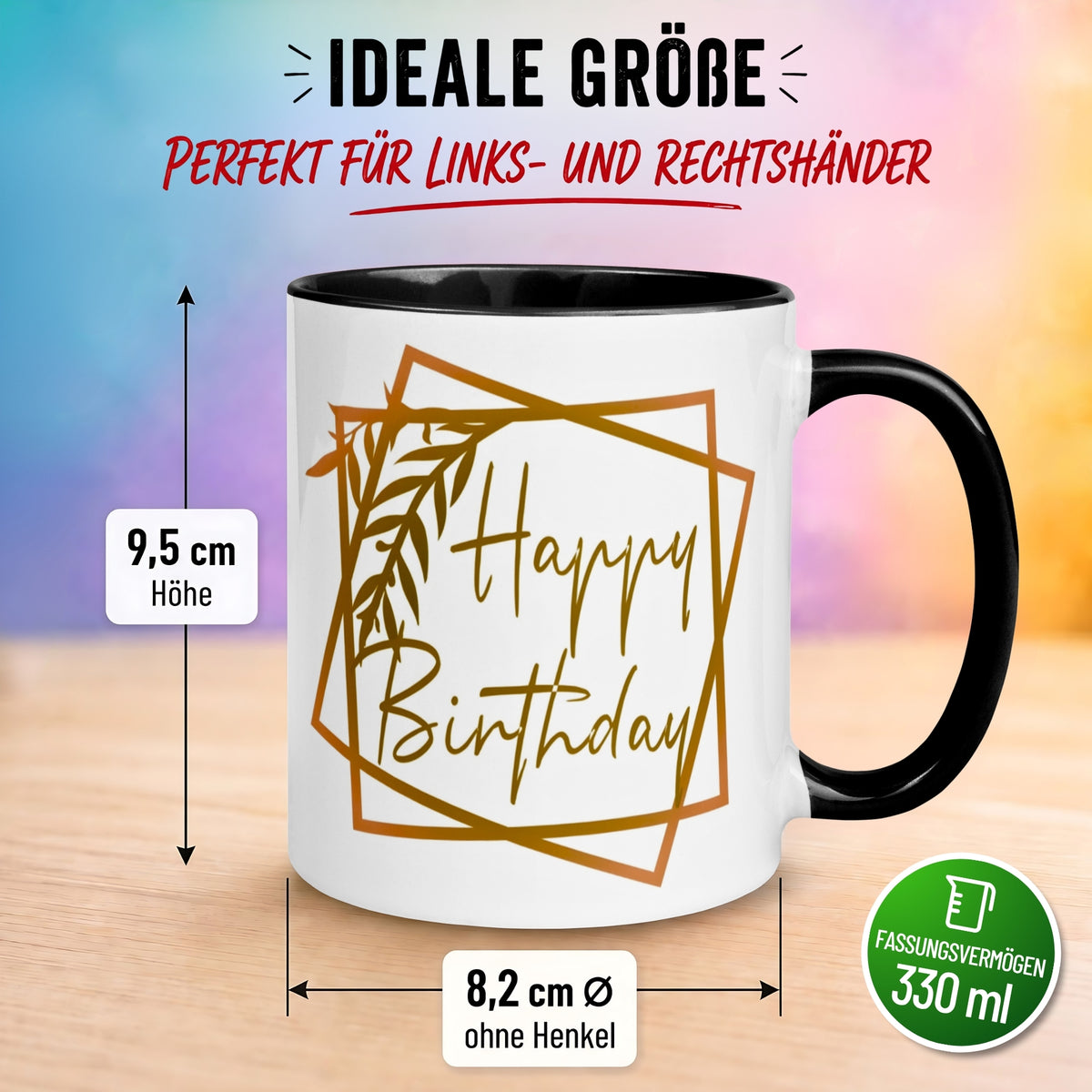 Tasse Geburtstag – „Goldenes Happy Birthday“ – Geburtstagsgeschenk Mann Frau