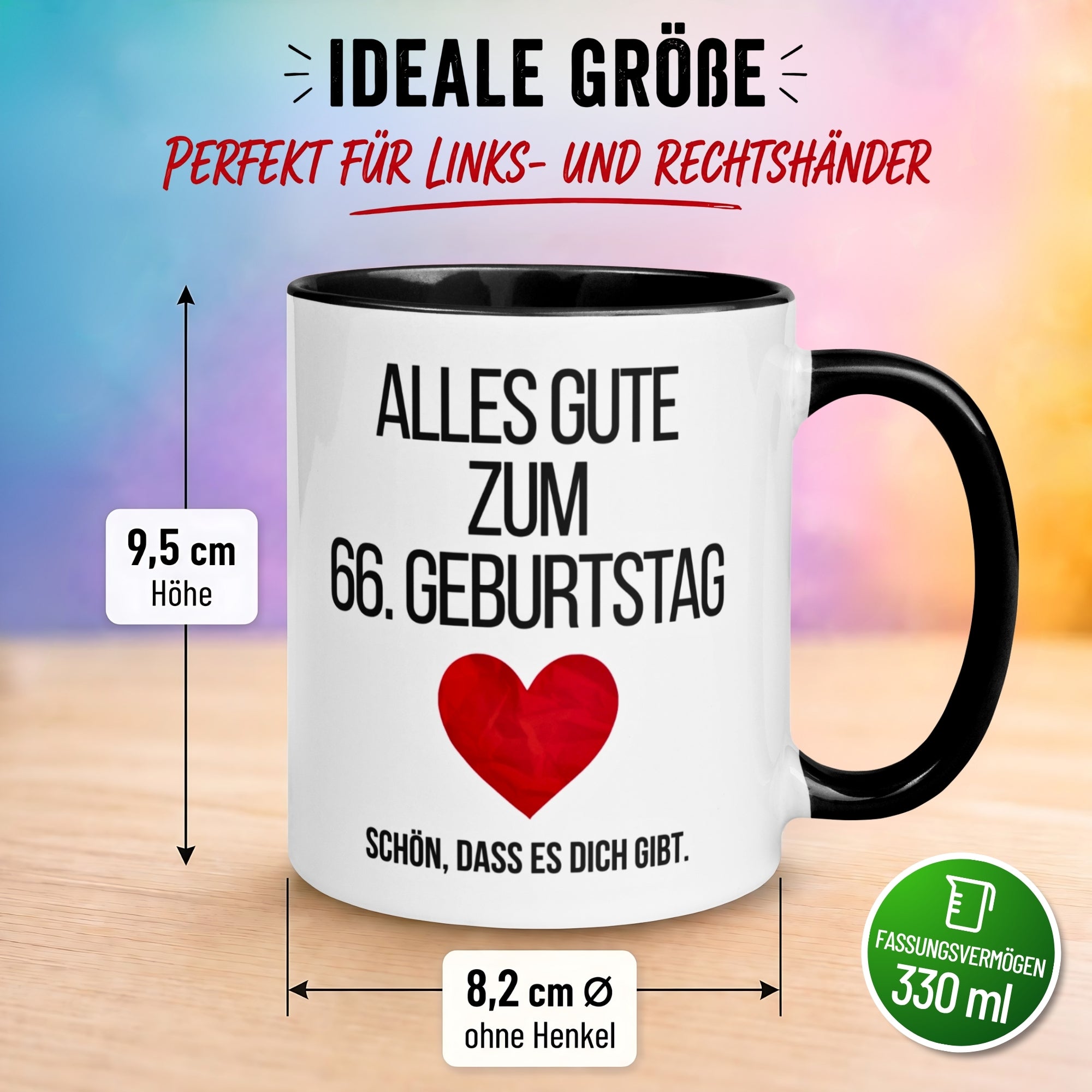 Tasse 66. Geburtstag Mann Frau – „Alles Gute zum Geburtstag“ – Geschenk zum Geburtstag Männer Frauen