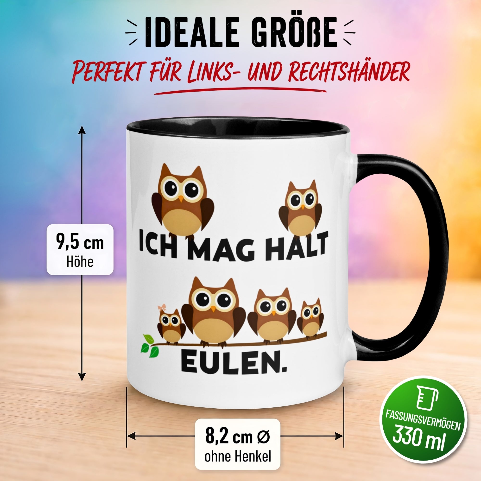 Tasse Eule – „Ich mag halt Eulen“ – lustiger Eulen Geschenk Becher
