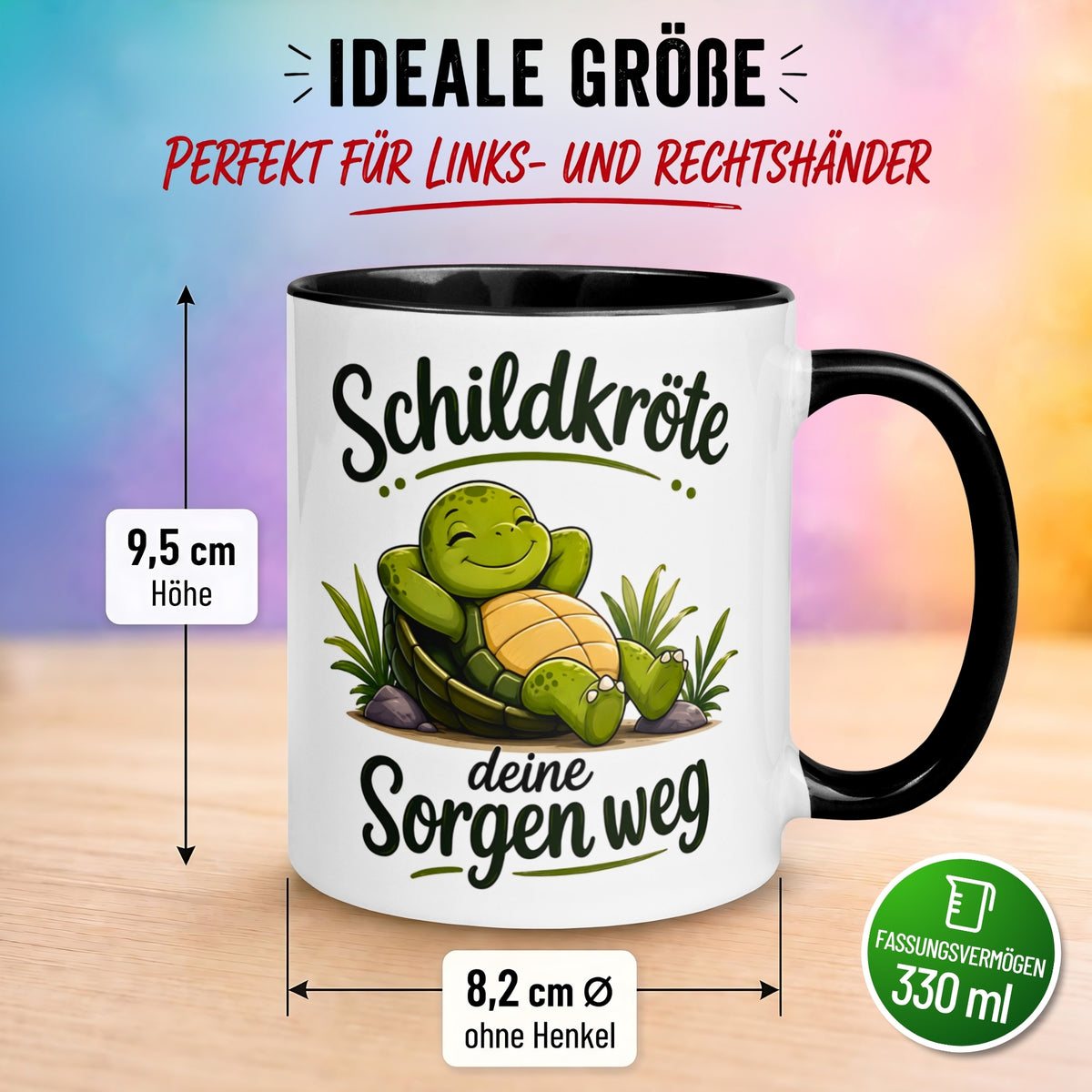 Tasse Schildkröte – „Schildkröte deine Sorgen weg“ – lustiges Schildkröten Geschenk