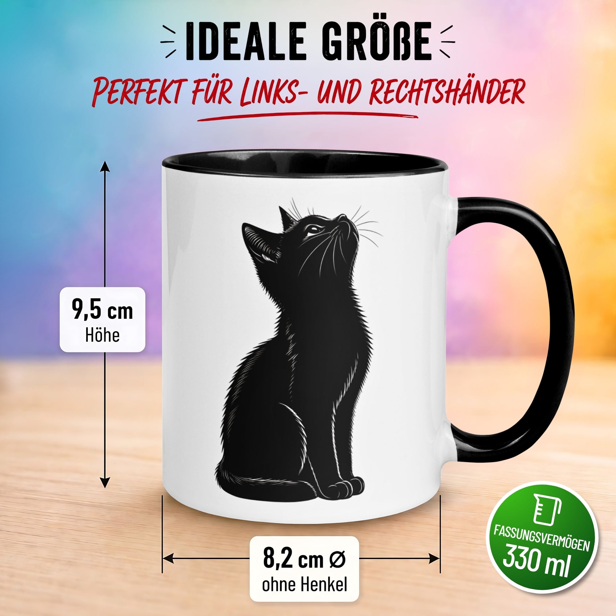 Tasse Katze – „Schwarze Katze“ – lustiger Katzen Geschenk Becher