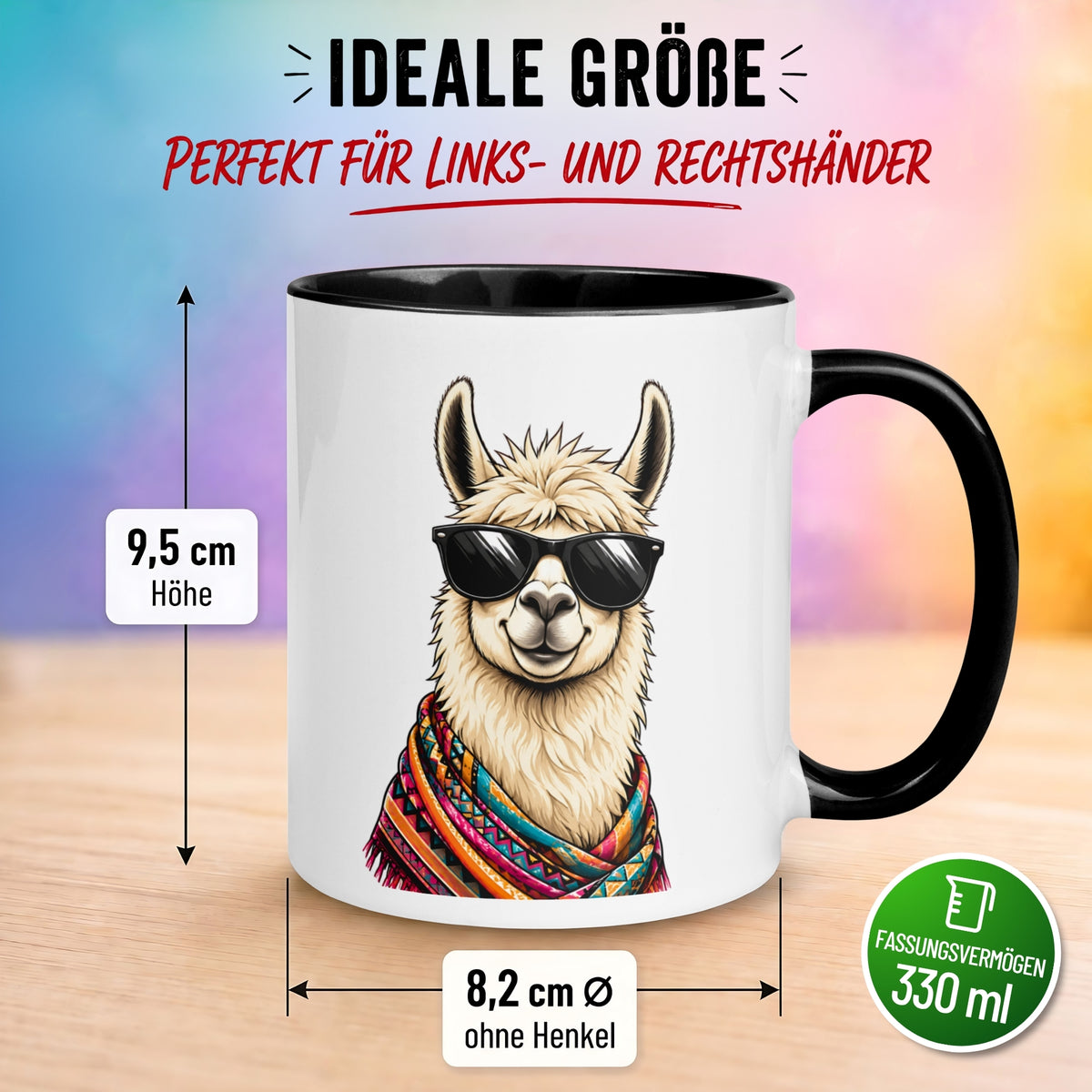 Tasse Lama – „Cooles Lama mit Sonnenbrille“ – lustiger Geschenk Becher